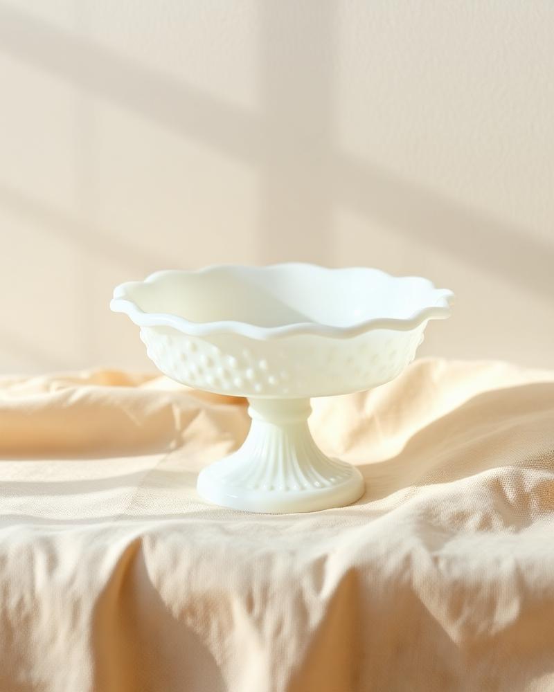 Milk glass pedestal bowl